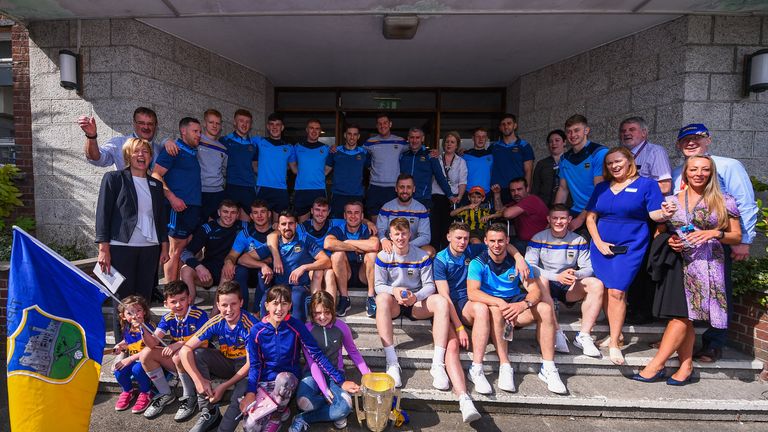 Tipperary players and management brought the Liam MacCarthy Cup to Crumlin on Monday morning