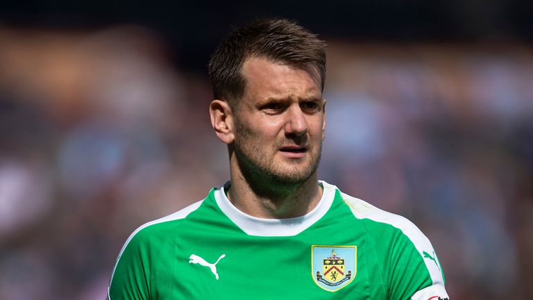 Burnley goalkeeper Tom Heaton during the Premier League match between Burnley FC and Manchester City at Turf Moor on April 28, 2019 in Burnley, United Kingdom. 