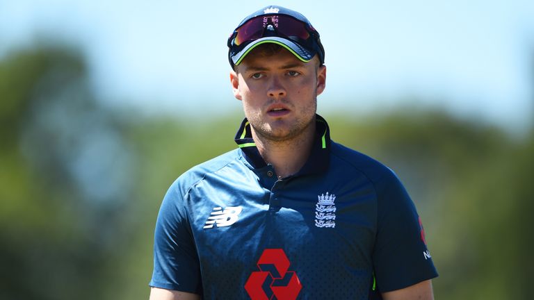 LEICESTER, ENGLAND - JUNE 26: Tom Helm of England looks on during the Tri-Series International match between England Lions and India A  at Fischer County Ground on June 26, 2018 in Leicester, England. (Photo by Nathan Stirk/Getty Images)