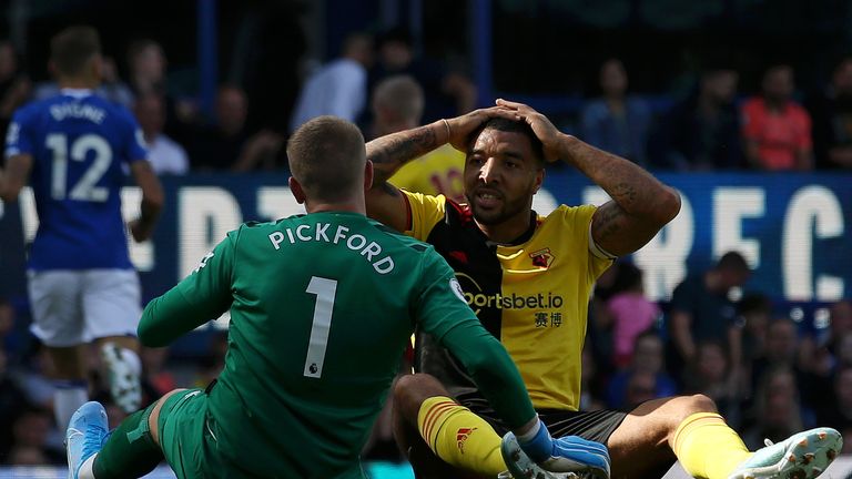 Troy Deeney was denied by Pickford in the second half