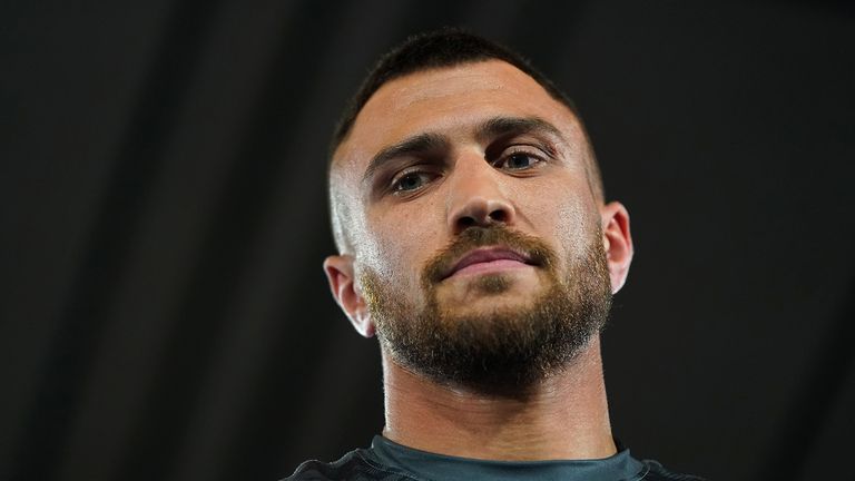 Vasiliy Lomachenko during the public workout at York Hall, London.