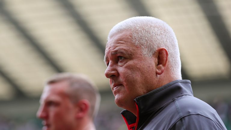 Warren Gatland, Head Coach of Wales looks on prior to the 2019 Quilter International match between England and Wales at Twickenham Stadium on August 11, 2019 in London, England.