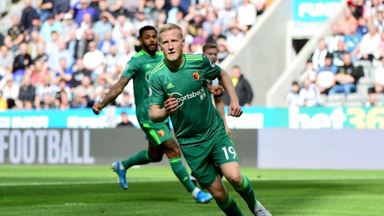 Will Hughes wheels away after giving Watford the lead