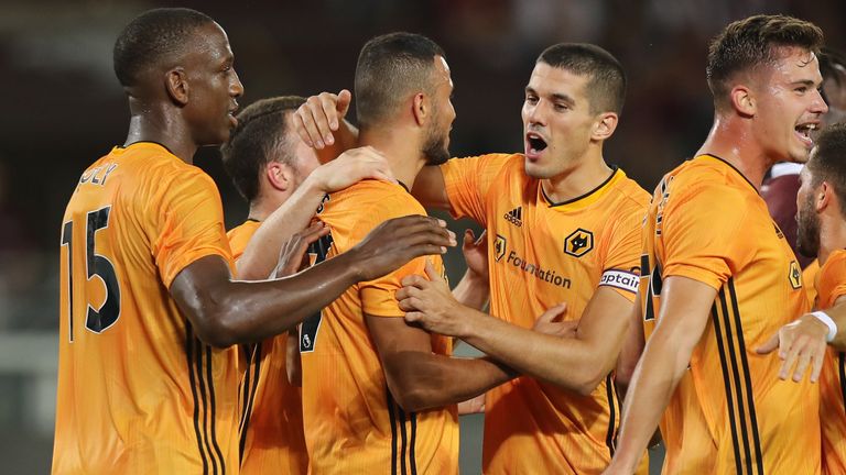 Wolves celebrate a goal in the Europa League against Torino