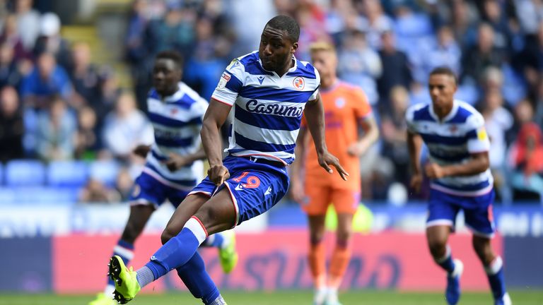Yakou Meite misses a penalty for Reading in their 3-0 win over Cardiff City in the Sky Bet Championship