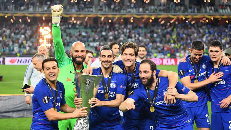 Zappacosta, second on the left, was part of Chelsea's Europa League winning squad last season