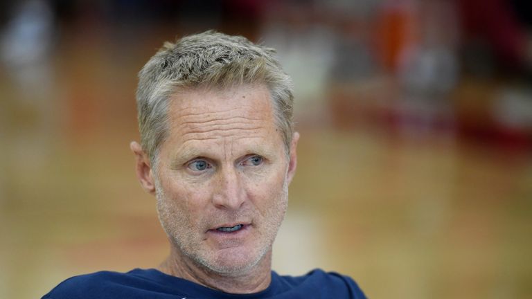Warriors head coach Steve Kerr speaks to reporters at the Team USA Selection camp