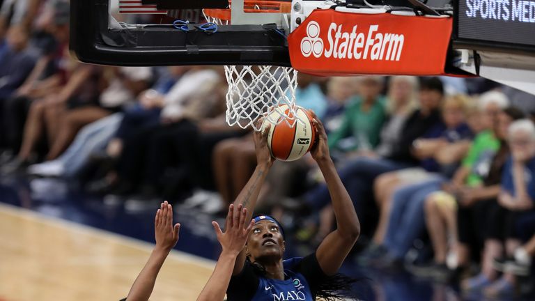 Sylvia Fowles scores at the basket during the as Lynx's shock win over the Sun