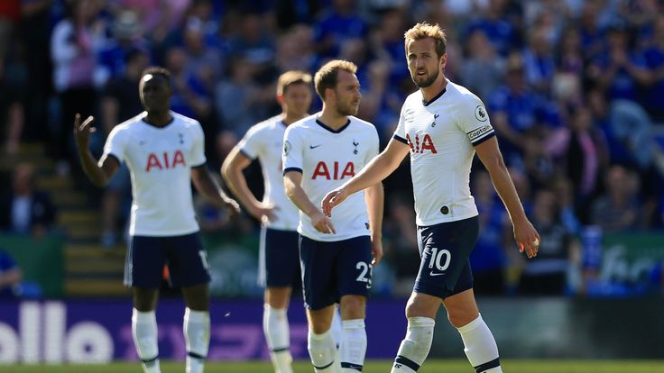 Harry Kane looks on during Tottenham's 2-1 defeat to Leicester in September 2019