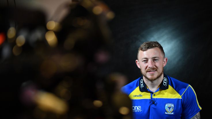 Picture by SimonWilkinson/SWpix.com 16/09/2019 Superleague Rugby League. Play-Off Press Conference, Evolution Suite, Old Trafford Manchester
- Warrington's Josh Charnley.