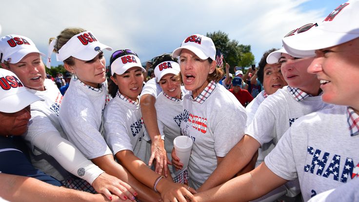 plays a shot during the final day singles matches of The Solheim Cup at Des Moines Golf and Country Club on August 20, 2017 in West Des Moines, Iowa.