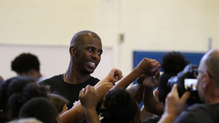 Chris Paul attends a community event in Oklahoma City