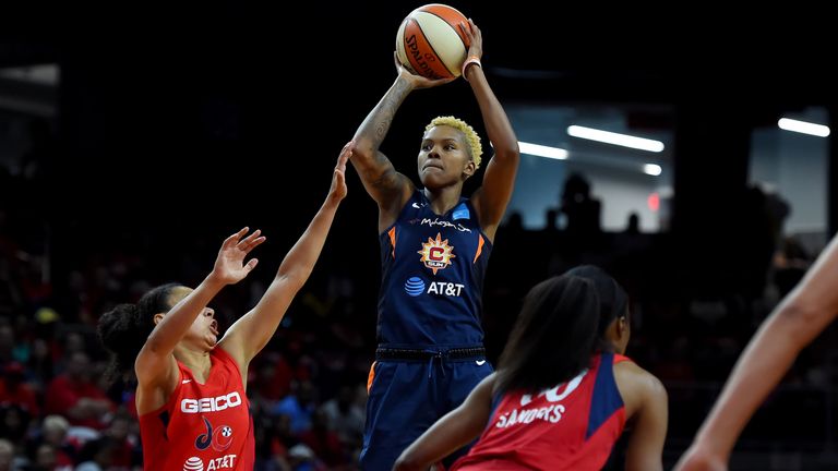 Courtney Williams rises up for a jump shot in Game 1 of the WNBA Finals