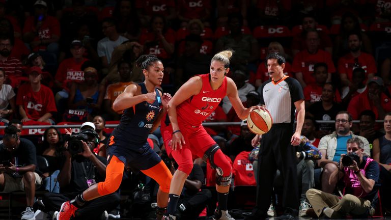 Elene Delle Donne posts up in the Mystics&#39; Game 1 win 
