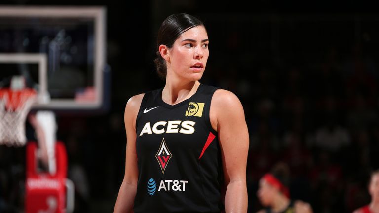 Kelsey Plum in action for the Las Vegas Aces in Game 2 against the Washington Mystics