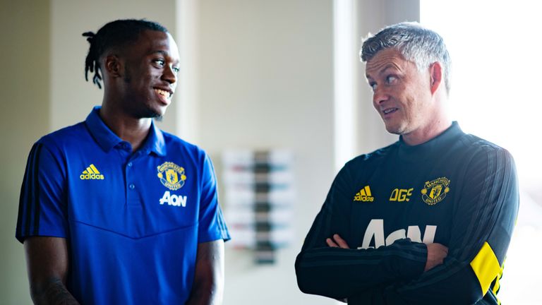 Solskjaer is delighted with his three summer signings, Aaron Wan-Bissaka (pictured), Harry Maguire and Dan James