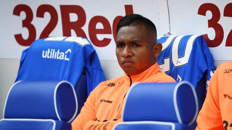Alfredo Morelos started on the bench for Rangers 
