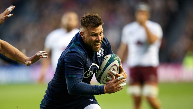 EDINBURGH, SCOTLAND - SEPTEMBER 06: Ali Price of Scotland runs in to score a try at Murrayfield on September 6, 2019 in Edinburgh, United Kingdom. (Photo by Robert Perry/Getty Images)