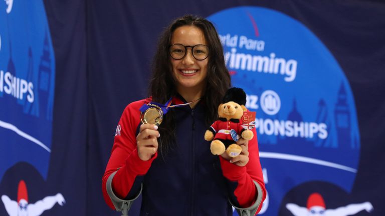 Alice Tai claimed her third gold medal in as many days she finished in a Championship Record time of one minute, 09.76 seconds in the S8 100m Butterfly final