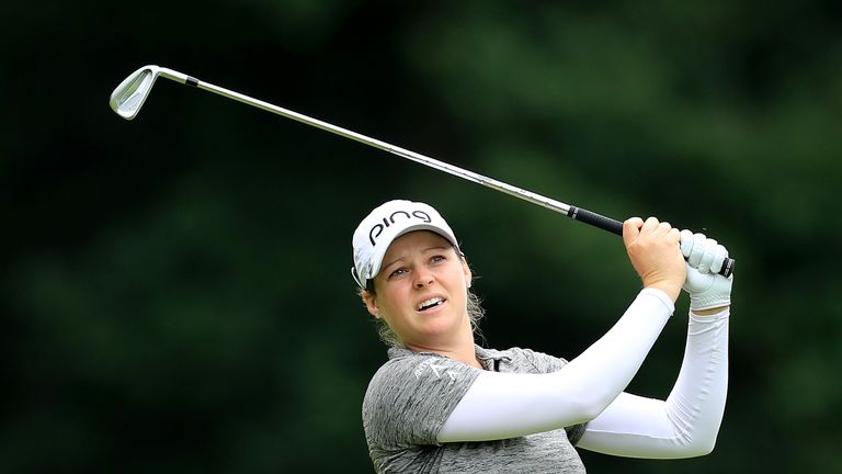 Ally Mcdonald plays her second shot on the par 4, third hole during the final round of the AIG Women's British Open
