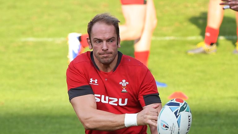 Alun Wyn Jones during a Wales training session in Tokyo on September 26, 2019