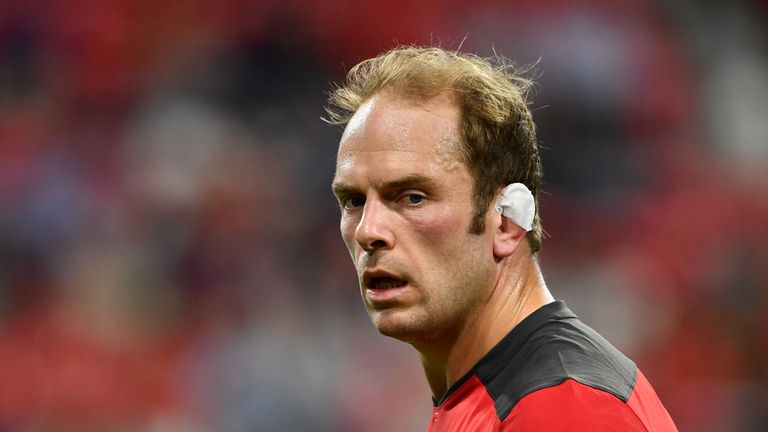 Wales' Alun Wyn Jones during the pre match warm up before the Rugby World Cup 2019 Group D game between Wales and Georgia at City of Toyota Stadium on September 23, 2019 in Toyota, Aichi, Japan. (Photo by Ashley Western/MB Media/Getty Images)