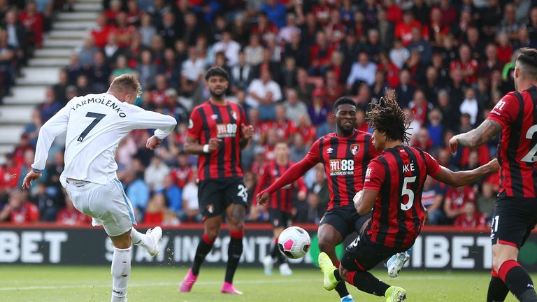 Andriy Yarmolenko fires West Ham into the lead after 10 minutes