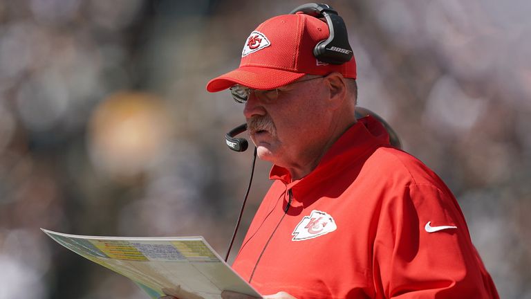 Andy Reid at RingCentral Coliseum on September 15, 2019 in Oakland, California.
