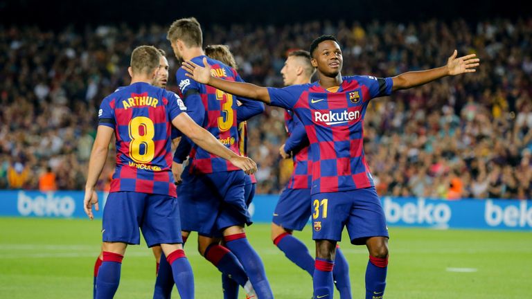 Ansu Fati left the Nou Camp to rapturous applause after netting on his full debut