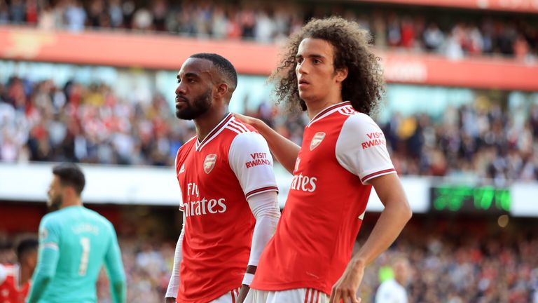 Alexandre Lacazette celebrates a goal for Arsenal