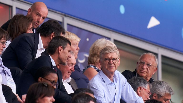 Arsene Wenger watching the 2019 FIFA Women's World Cup 3rd place match between England and Sweden