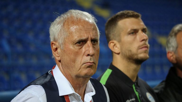 Kosovo coach Bernard Challandes before the 2020 UEFA European Championships group A qualifying match between Montenegro and Kosovo at Podgorica City Stadium on June 7, 2019 in Podgorica, Montenegro.