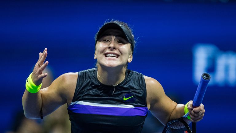 Bianca Andreescu of Canada celebrates her victory during her Women's Singles semi-finals match against Belinda Bencic of Switzerland on day eleven of the 2019 US Open at the USTA Billie Jean King National Tennis Center on September 05, 2019 in Queens borough of New York City.