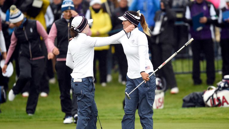 Brittany Altomare and Annie Park during the second day of the Solheim Cup