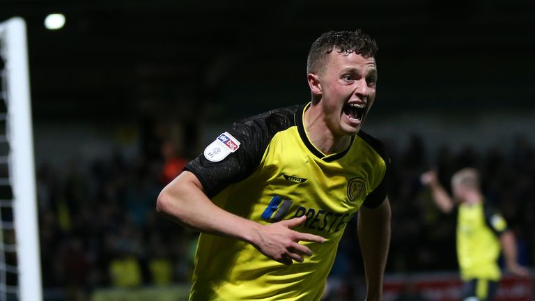 Burton Albion's Nathan Broadhead celebrates scoring his side's second goal of the game during the Carabao Cup, Third Round match at the Pirelli Stadium