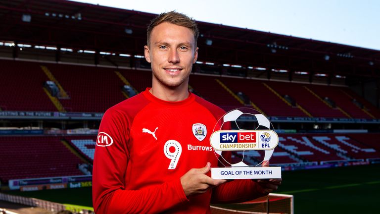 Cauley Woodrow of Barnsley wins the Sky Bet Championship Goal of the Month award - Mandatory by-line: Robbie Stephenson/JMP - 19/09/2019 - FOOTBALL - Oakwell - Barnsley, England - Sky Bet Goal of the Month Award