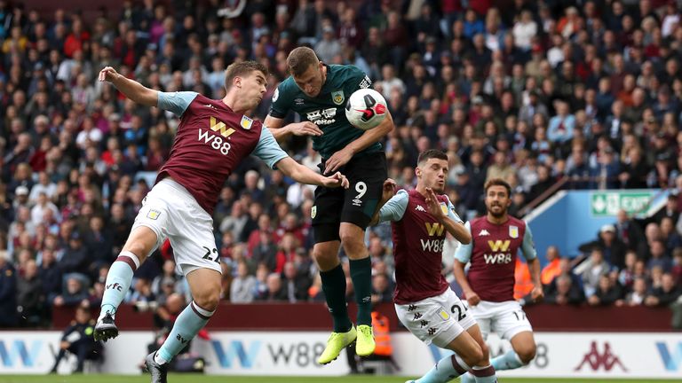 Chris Wood equalises for Burnley in the second-half at Villa Park