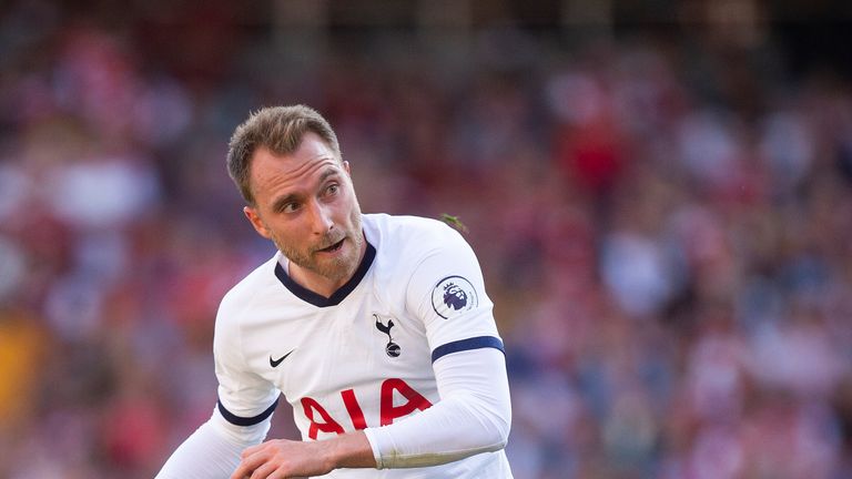 Christian Eriksen in action during the north London derby