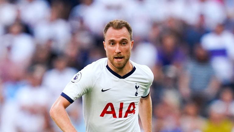 Christian Eriksen in action during the Premier League match against Newcastle United