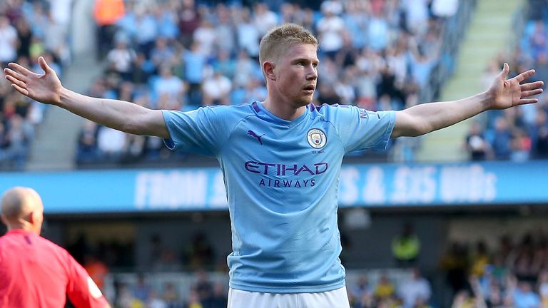 MANCHESTER, ENGLAND - SEPTEMBER 21: X during the Premier League match between Manchester City and Watford FC at Etihad Stadium on September 21, 2019 in Manchester, United Kingdom. (Photo by Jan Kruger/Getty Images)