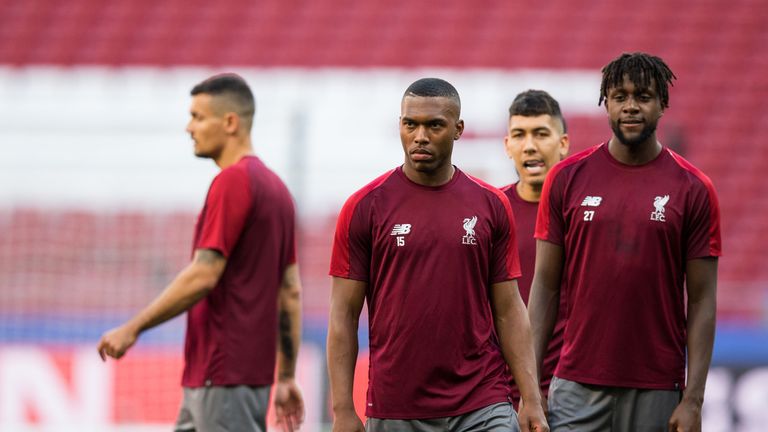 MADRID, SPAIN - May 31: Daniel Sturridge of Liverpool during the Liverpool FC training session on the eve of the UEFA Champions League Final against Tottenham Hotspur at Estadio Wanda Metropolitano on May 31, 2019 in Madrid, Spain. (Photo by Craig Mercer/MB Media/Getty Images)