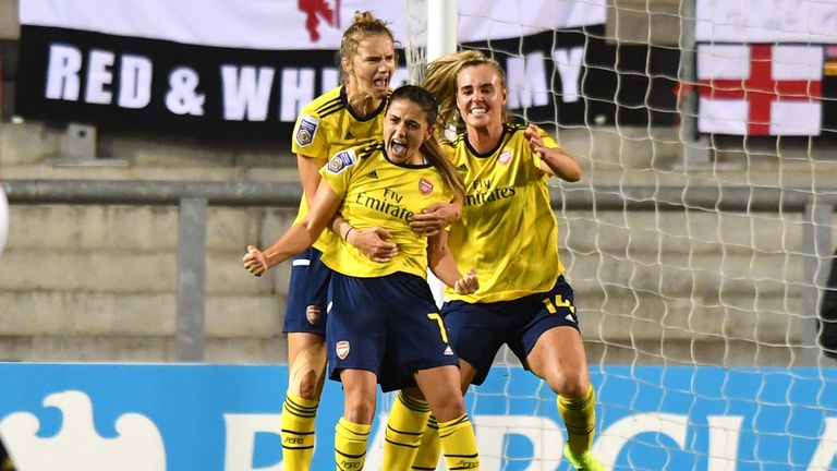 Arsenal's Danielle Van De Donk celebrates scoring her side's late winner