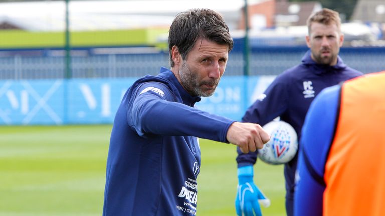 Danny Cowley takes his first training session as the new manager of Huddersfield Town