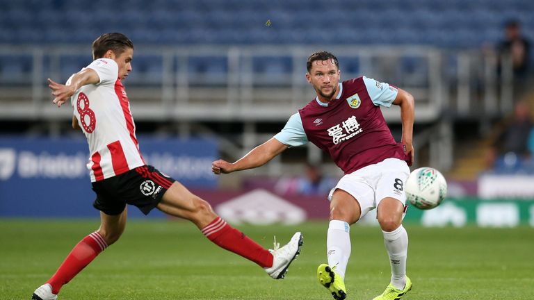 Danny Drinkwater of Burnley in action during the Carabao Cup Second Round match between Burnley and Sunderland at Turf Moor on August 28, 2019 in Burnley, England