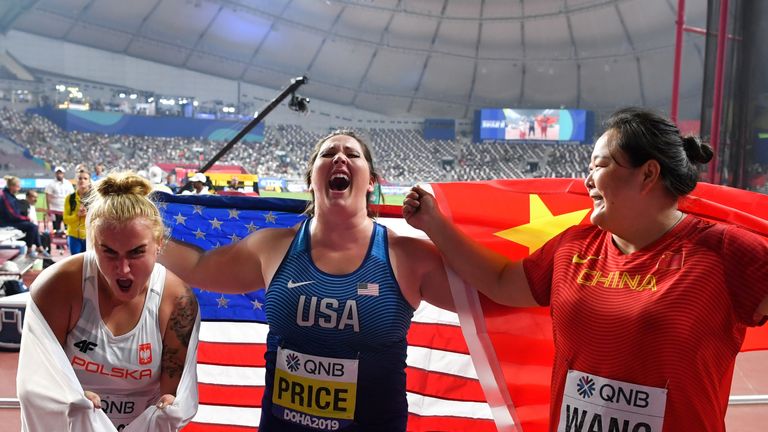 DeAnna Price was elated when she learned she had clinced USA's first Hammer world gold