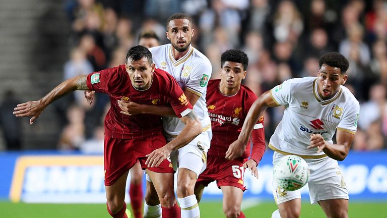 Dejan Lovren was making his first start of the season for Liverpool in the Carabao Cup