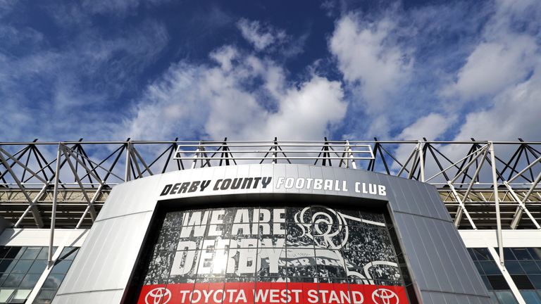 General view outside Derby County's Pride Park stadium