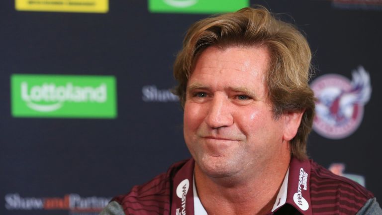 Des Hasler speaks to the media during a Manly Sea Eagles NRL press conference at Brookvale Oval on October 22, 2018 in Sydney, Australia.