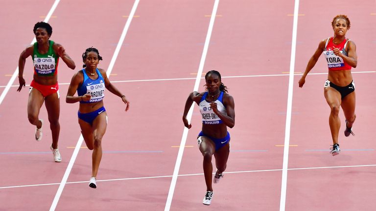 Asher-Smith will contest the women's 100m semi-final on Sunday