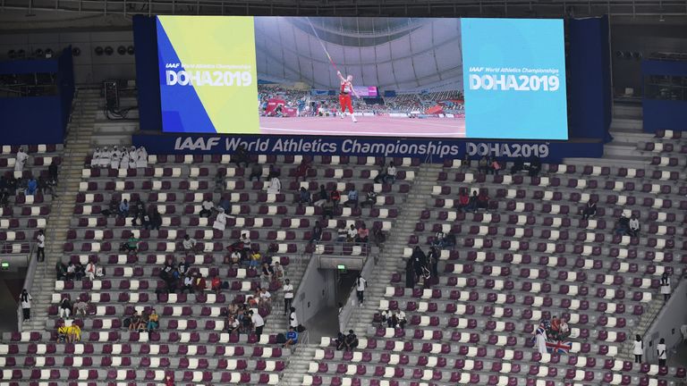 The Khalifa International Stadium holds 40,000 but the capacity has been cut to around 21,000